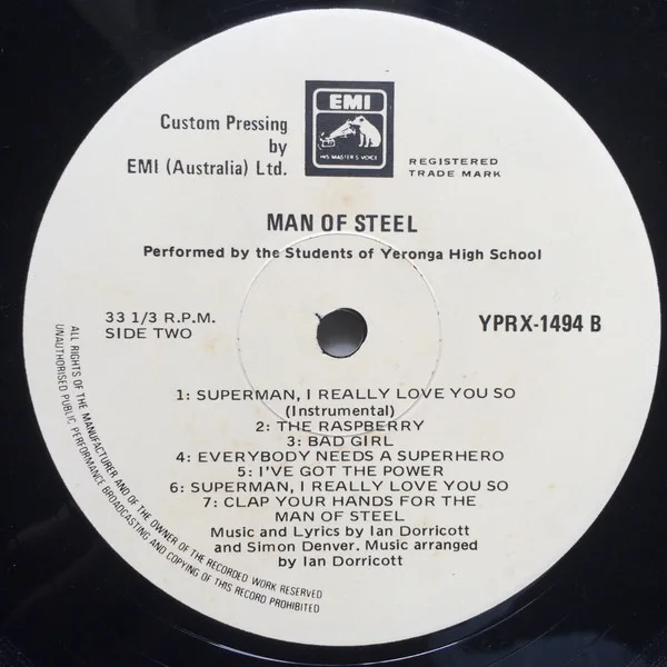 Album cover for Man Of Steel by Students Of Yeronga State High, The
