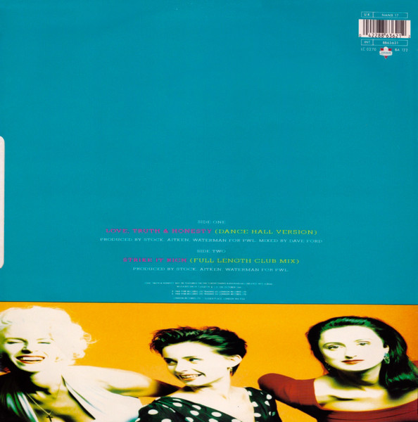 Bananarama - Love, Truth & Honesty - 1988 - Dance-pop - London Records - Vinyl 1x 12", 45 RPM, Single, Stereo