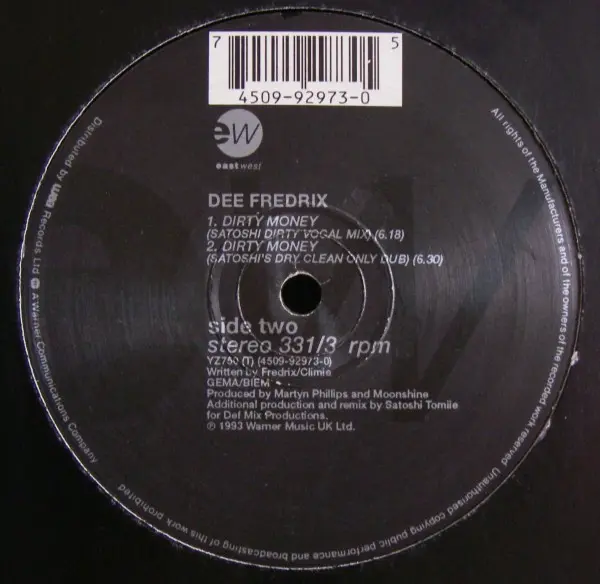 Dee Fredrix - Dirty Money, Electronic, Funk / Soul, Acid Jazz, House, Soul, 1993 - EastWest, UK, Vinyl 1x 12", 33 ⅓ RPM