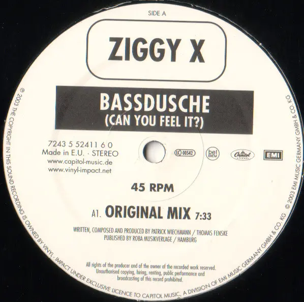 Album cover for Bassdusche (Can You Feel It?) by Ziggy X