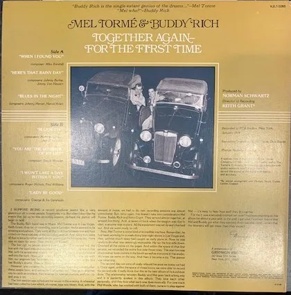 Album cover for Together Again-For The First Time by Mel Tormé & Buddy Rich