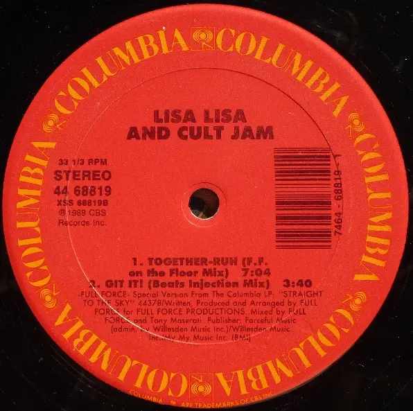 Lisa Lisa & Cult Jam - Just Git It Together, Electronic, Freestyle, Hip-House, Latin, 1989 - Columbia, US, Vinyl 1x 12", 33 ⅓