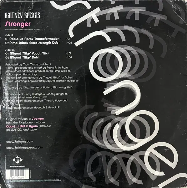 Britney Spears - Stronger, Electronic, Deep House, House, 2000 - Jive, US, Vinyl 1x 12", 33 ⅓ RPM