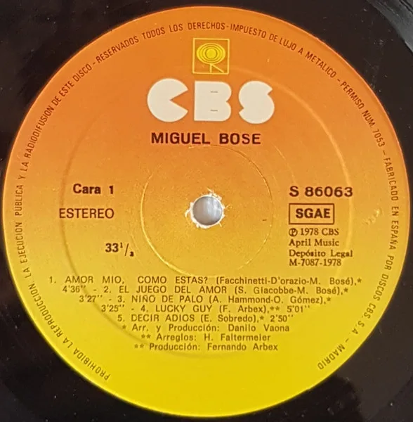 Album cover for Miguel Bosé by Miguel Bosé