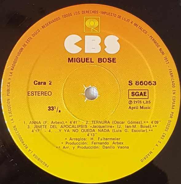 Album cover for Miguel Bosé by Miguel Bosé