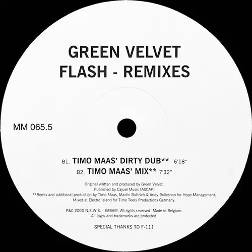 Green Velvet - Flash - Remixes, Electronic, Tech House, Techno, Tribal House, 2000 - Music Man Records, Belgium, Vinyl 1x 12"