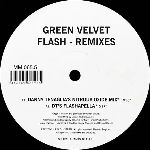 Green Velvet - Flash - Remixes, Electronic, Tech House, Techno, Tribal House, 2000 - Music Man Records, Belgium, Vinyl 1x 12"