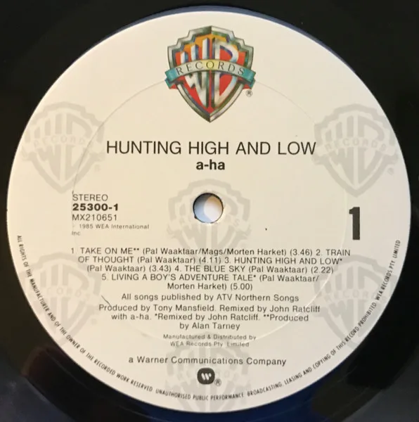 Album cover for Hunting High And Low by a-ha