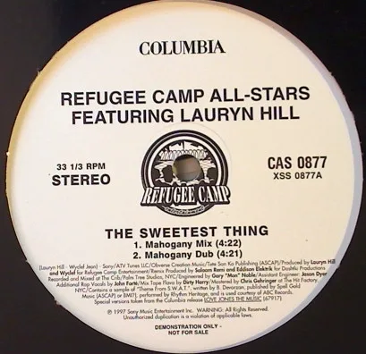 Album cover for The Sweetest Thing (Mahogany Mix) by Refugee Camp All Stars Featuring Lauryn Hill