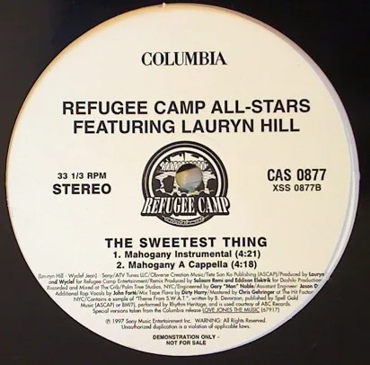 Album cover for The Sweetest Thing (Mahogany Mix) by Refugee Camp All Stars Featuring Lauryn Hill
