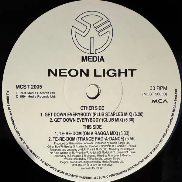 Album cover for Get Down Everybody by Neon Light