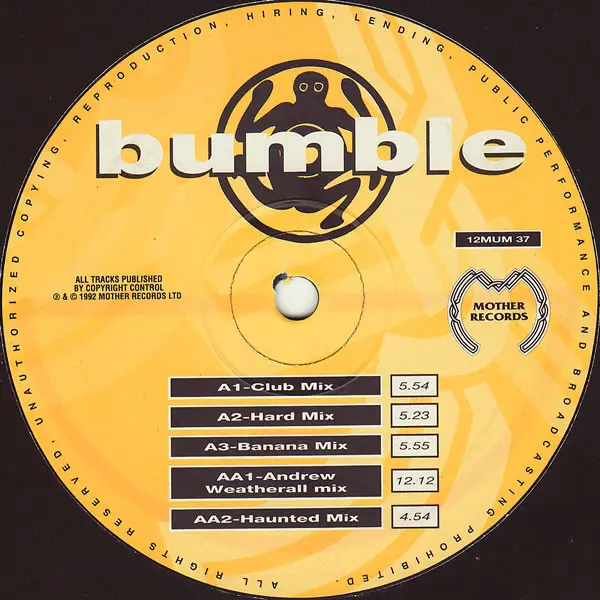 Bumble - West In Motion, Electronic, Progressive House, 1992 - Mother Records, UK, Vinyl 1x 12"