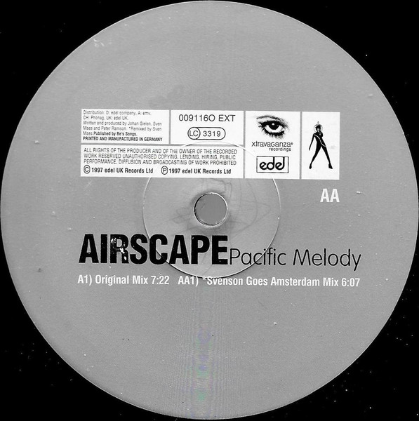 Airscape - Pacific Melody, Electronic, Trance, 1997 - Xtravaganza Recordings, Europe, Vinyl 1x 12", 33 ⅓ RPM