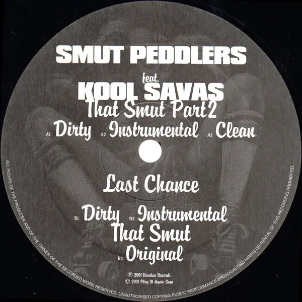 Smut Peddlers Feat. Kool Savas - That Smut Part 2, Hip Hop, 2001 - Rawkus, Germany, Vinyl 1x 12", 33 ⅓ RPM, EP