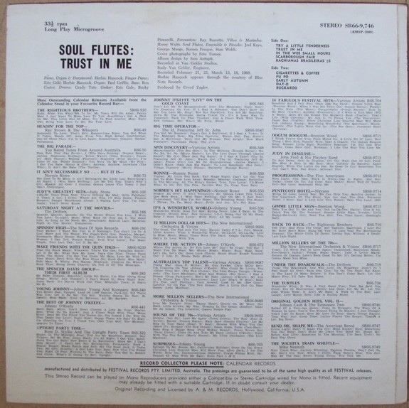 Soul Flutes - Trust In Me, Jazz, Fusion, A&M Records, Calendar Records (2), Australia, Vinyl 1x LP, Album