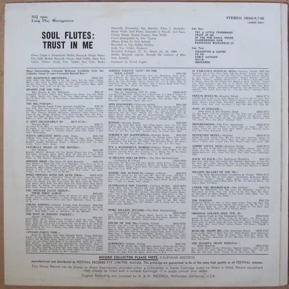 Soul Flutes - Trust In Me, Jazz, Fusion, A&M Records, Calendar Records (2), Australia, Vinyl 1x LP, Album
