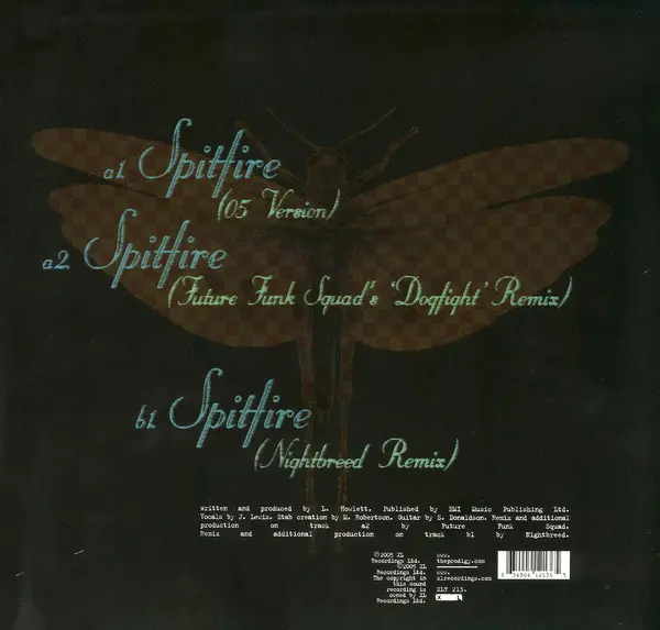 Prodigy, The - Spitfire, Electronic, Breakbeat, Drum n Bass, 2005 - XL Recordings, UK, Vinyl 1x 12", 33 ⅓ RPM, Single, Limite