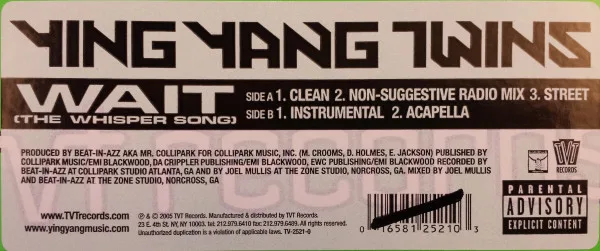 Album cover for Wait (The Whisper Song) by Ying Yang Twins