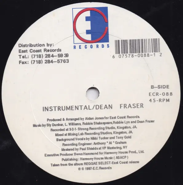 Beres Hammond / Dean Fraser - Spot Light Star Time / Instrumental, Reggae, Dancehall, 1997 - East Coast Records, US, Vinyl 1x