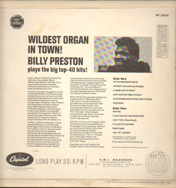 Billy Preston - Wildest Organ In Town!, Funk / Soul, Jazz, Funk, Soul, 1966 - Capitol Records, UK, Vinyl 1x LP, Album, Stereo