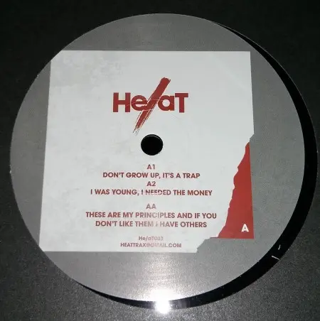 He/aT - Don't Grow Up, It's A Trap, Electronic, Techno, 2014 - He/aT, UK, Vinyl 1x 12", 33 ⅓ RPM, 45 RPM
