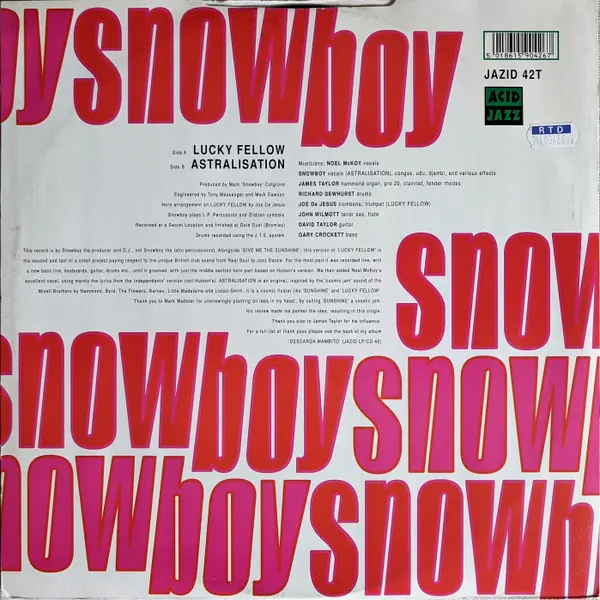Snowboy Featuring Noel McKoy - Lucky Fellow, Electronic, Jazz, Acid Jazz, 1992 - Acid Jazz, UK, Vinyl 1x 12", 45 RPM