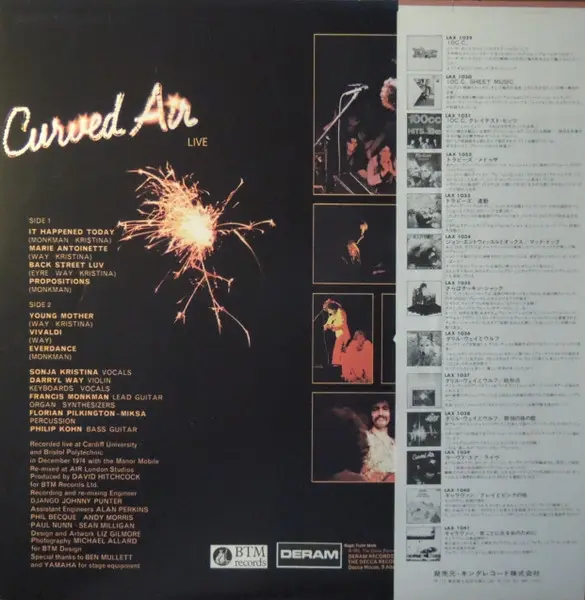 Curved Air - Curved Air Live - 1976 -Prog Rock, Psychedelic Rock -Deram -Vinyl 1x LP, Album, Reissue