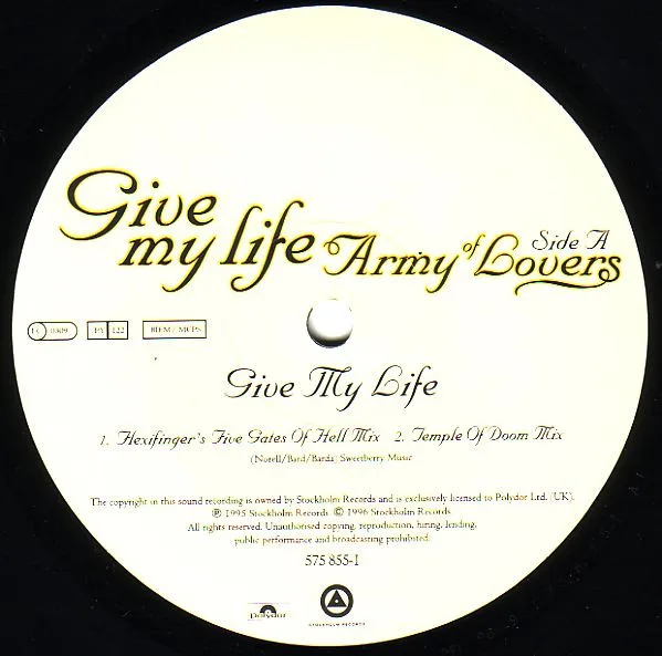 Album cover for Give My Life by Army Of Lovers