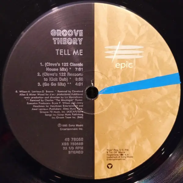 Groove Theory - Tell Me (The Remixes), Electronic, Hip Hop, Downtempo, House, 1995 - Epic, US, Vinyl 1x 12", 33 ⅓ RPM