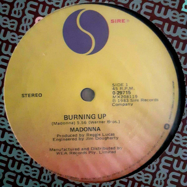 Madonna - Burning Up / Physical Attraction, Electronic, Synth-pop, 1983 - Sire, Australia, Vinyl 1x 12", 45 RPM, Single