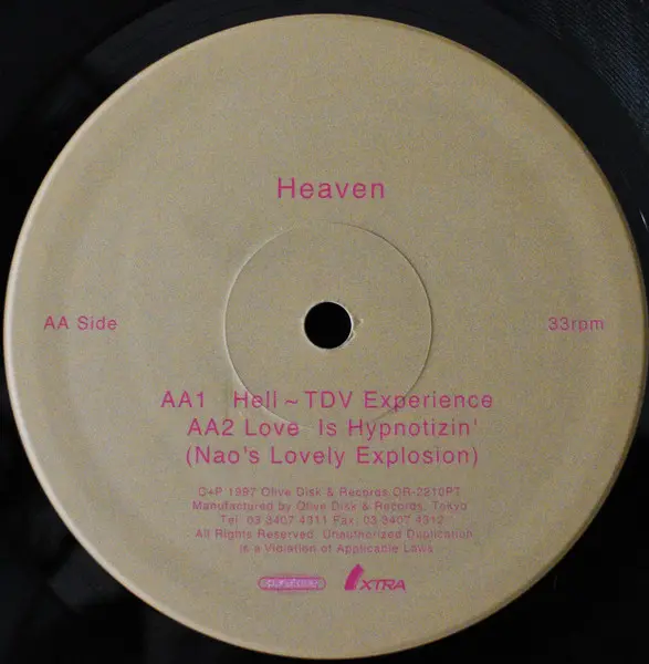 DJ Yo*C + DJ Tomo Featuring Rie - Heaven, Electronic, House, Techno, 1997 - Paratone, Japan, Vinyl 1x 12", 33 ⅓ RPM