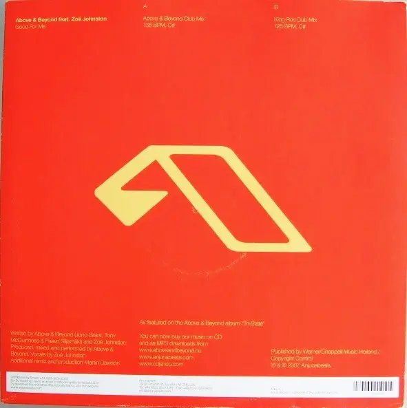 Above & Beyond Feat. Zoë Johnston - Good For Me, Electronic, Deep House, Progressive House, Trance, 2007 - Anjunabeats, UK, V