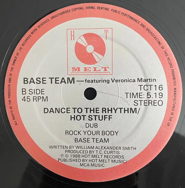Album cover for Dance To The Rhythm / Hot Stuff by Base Team Featuring Veronica Martin