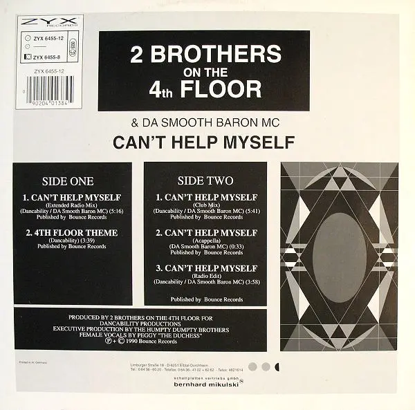 2 Brothers On The 4th Floor & Da Smooth Baron MC - Can't Help Myself, Electronic, Euro House, 1990 - ZYX Records, Germany, Vi