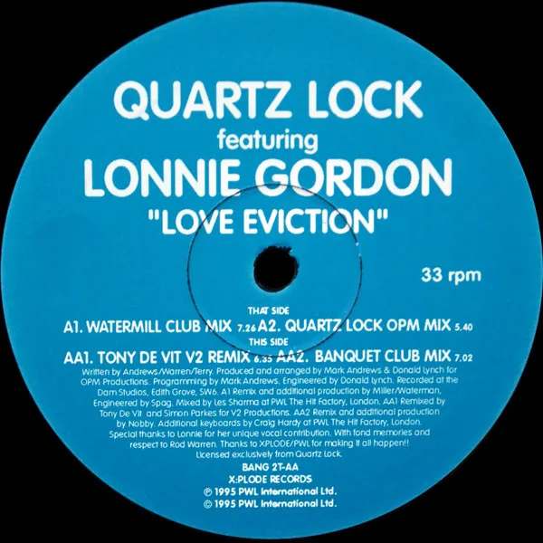 Album cover for Love Eviction by Quartzlock Featuring Lonnie Gordon