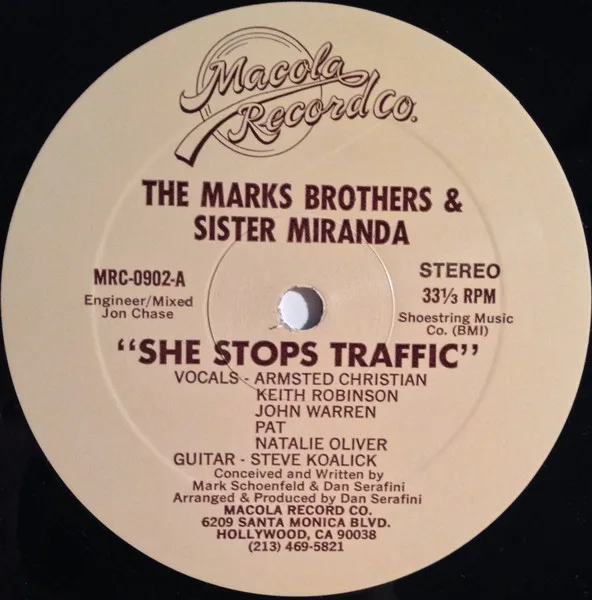 Album cover for She Stops Traffic by Marks Brothers (2), The & Sister Miranda