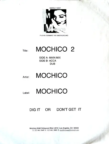 Mochico - Mochico 2, Electronic, House, 2001 - Mochico, US, Vinyl 1x 12", 45 RPM