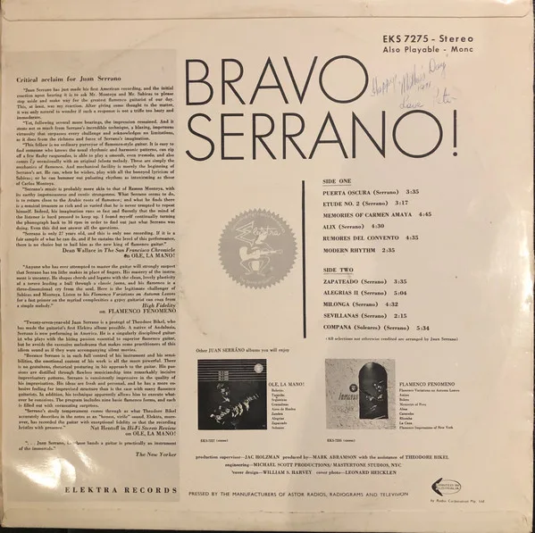 Album cover for Bravo Serrano! by Juan Serrano