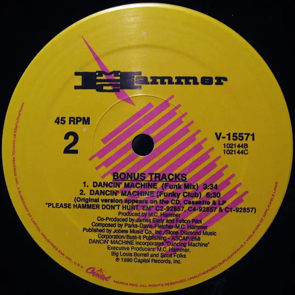 MC Hammer - U Can't Touch This, Hip Hop, Pop Rap, 1990 - Capitol Records, US, Vinyl 1x 12", 45 RPM, Single