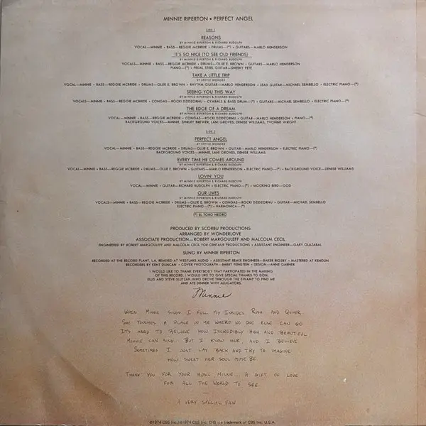 Minnie Riperton - Perfect Angel, Funk / Soul, Funk, Soul, 1974 - Epic, Australia, Vinyl 1x LP, Album