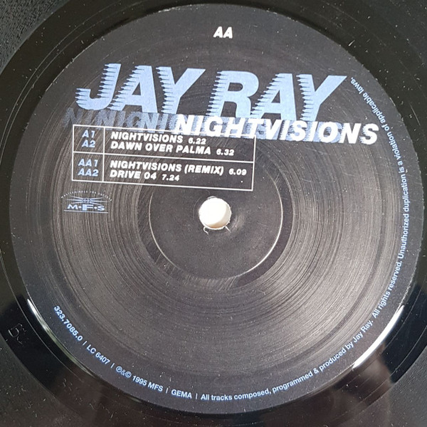 Jay Ray - Nightvisions, Electronic, Techno, Trance, 1995 - MFS, Germany, Vinyl 1x 12"