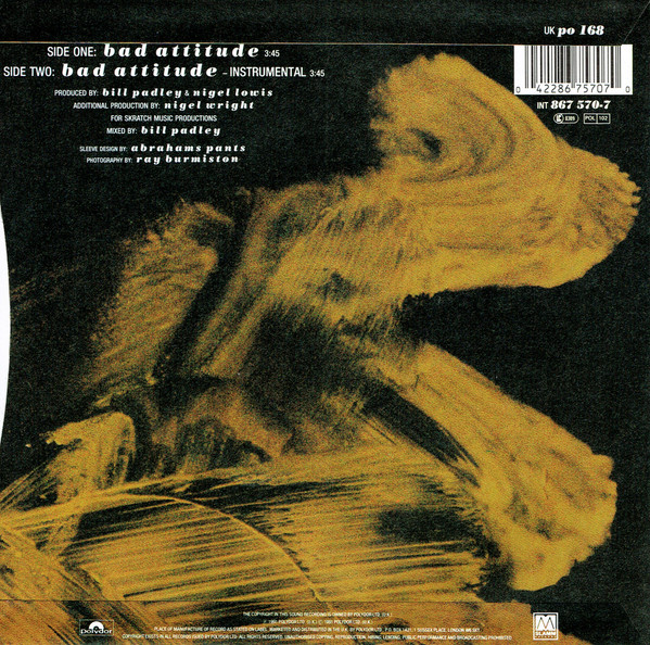 Robbie Craig - Bad Attitude - 1991 - - Polydor - Vinyl 1x 7", 45 RPM, Single, Stereo