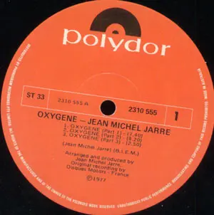Jean-Michel Jarre - Oxygene, Electronic, Abstract, Ambient, 1977 - Polydor, Australia, Vinyl 1x LP, Album