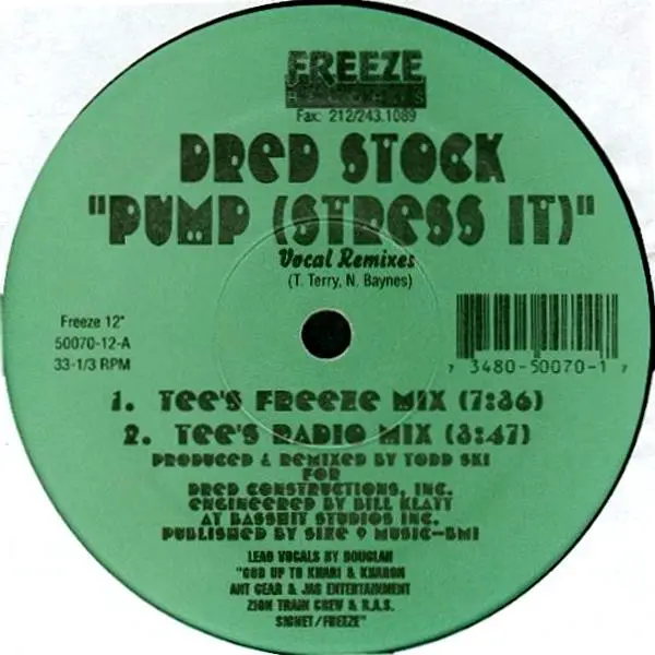 Dred Stock Featuring Douglah - Pump (Stress It) (Vocal Remixes), Electronic, Garage House, 1994 - Freeze Records, US, Vinyl 1