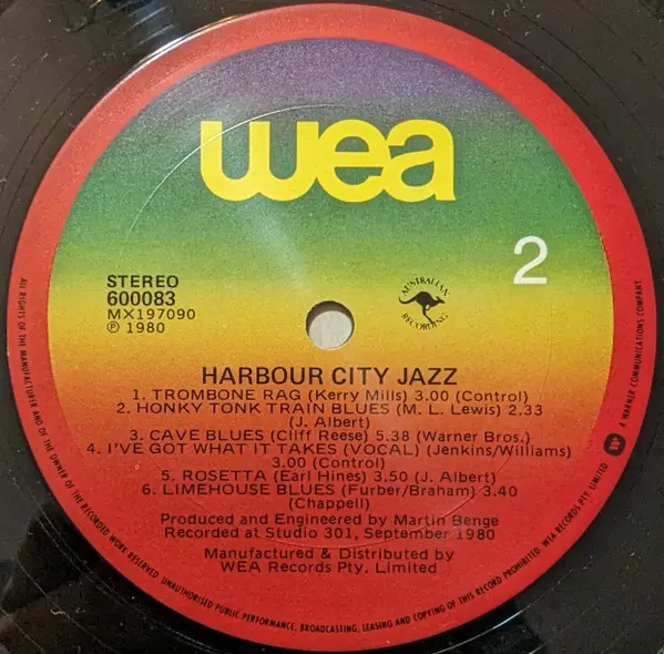 Harbour City Jazz Band - The Jazz Boat, Jazz, 1980 - WEA, Australia, Vinyl 1x LP, Album, Stereo