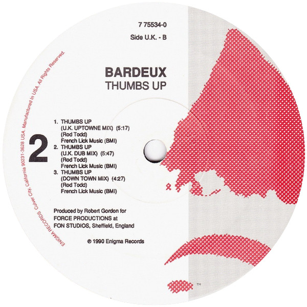Bardeux - Thumbs Up, Electronic, House, 1990 - Enigma (4), US, Vinyl 1x 12", 33 ⅓ RPM