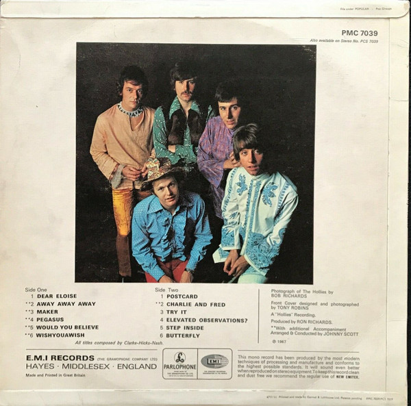 Hollies, The - Butterfly, Pop, Rock, Pop Rock, Psychedelic Rock, 1967 - Parlophone, UK, Vinyl 1x LP, Album, Mono