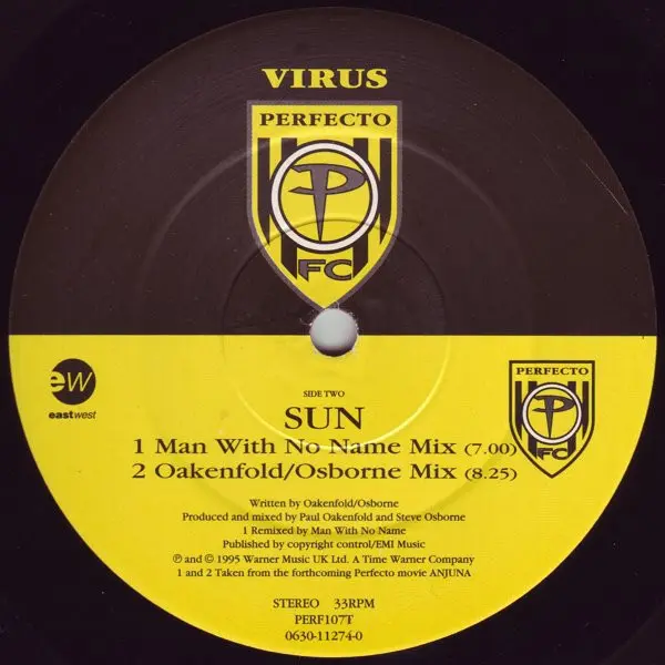 Virus - Sun, Electronic, Goa Trance, Trance, 1995 - EastWest, Perfecto, UK, Vinyl 1x 12", 33 ⅓ RPM