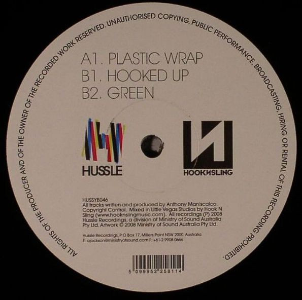 Hook N Sling - Plastic Wrap EP, Electronic, House, Tech House, 2008 - Hussle Black, Australia, Vinyl 1x 12", EP