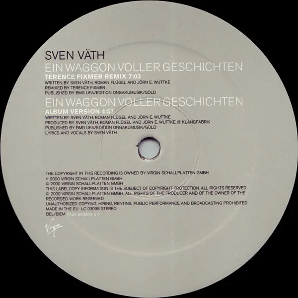 Sven Väth - Pathfinder / Ein Waggon Voller Geschichten, Electronic, Techno, 2000 - Virgin, Europe, Vinyl 1x 12", 33 ⅓ RPM